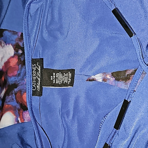 CATHERINES Black Label Hi-Low Myrtle Tunic Art Deco Pattern V Back Size 0x 14/16 - Picture 12 of 16